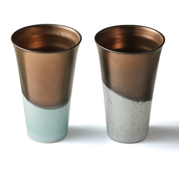 Mino ware Hannari Wave Flower Pair Cup Gift Set