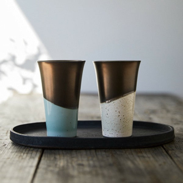 Mino ware Hannari Wave Flower Pair Cup Gift Set