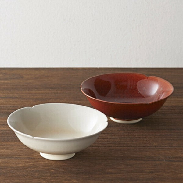Kyoto-yaki Kiyomizu-yaki Hannari Kaki-glazed Honte Pair of Bowls Gift Set