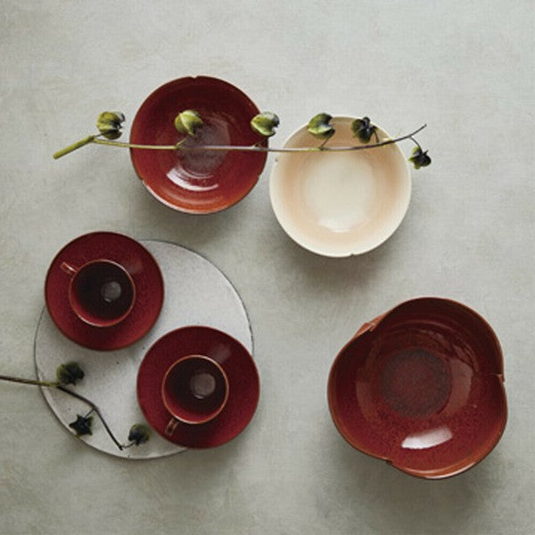 Kyoto-yaki Kiyomizu-yaki Hannari Kaki-glazed Honte Pair of Bowls Gift Set