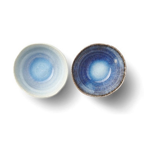 Hannari Blue Hagi Yuragi Two Color Ceramic Bowl Gift Set from Japan