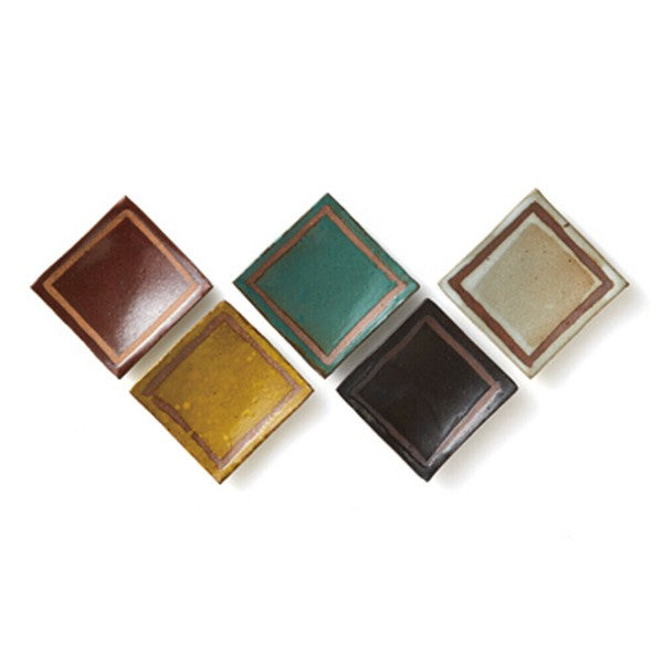 Japanese/Shigaraki ware Hannari Shigaraki 5-color Square Plate Gift Set (5pcs)