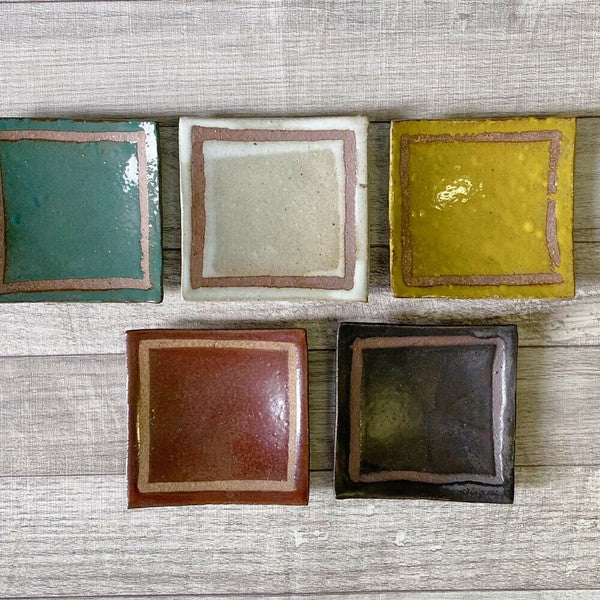 Japanese/Shigaraki ware Hannari Shigaraki 5-color Square Plate Gift Set (5pcs)