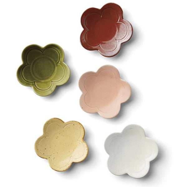 Hannari Colorful Flower Small Plates 5 Colors Gift Set (5pcs) from Japan