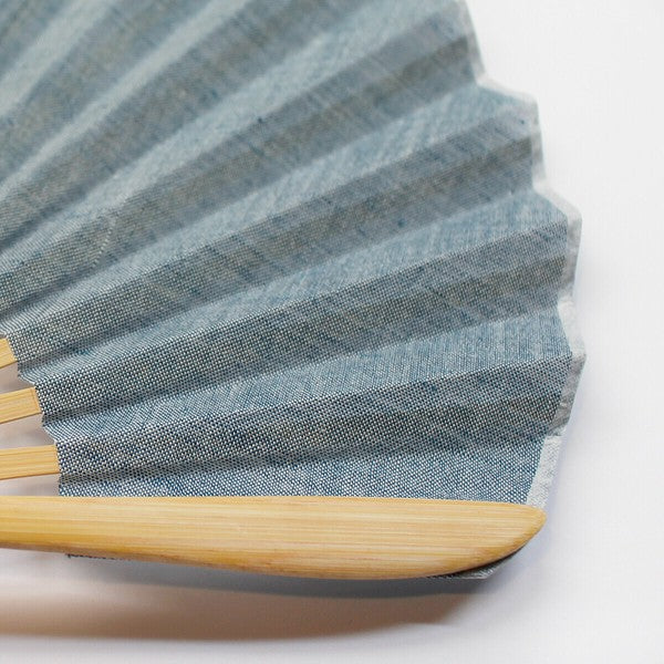 Ojiya Chijimi Sensu Shell Shape Striped Blue Sky