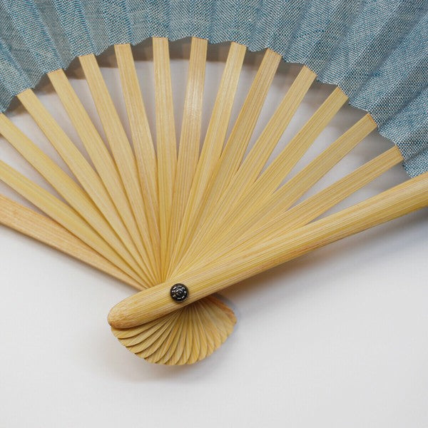 Ojiya Chijimi Sensu Shell Shape Striped Blue Sky