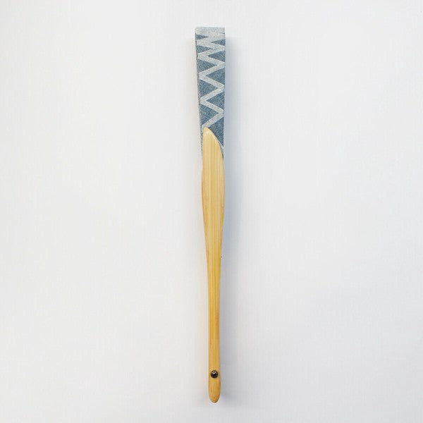 Ojiya Chijimi Sensu Shell Shape Striped Blue Sky
