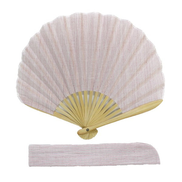 Ojiya Chijimi Sensu Shell Shape Striped Pink