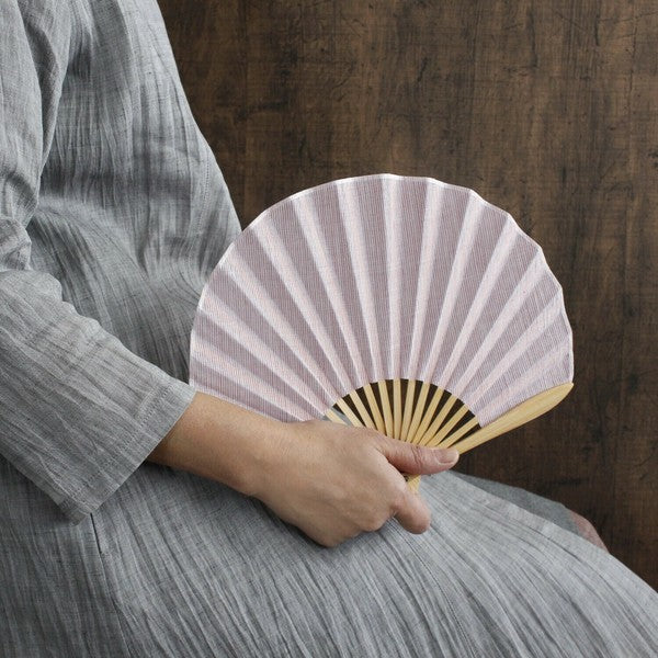 Ojiya Chijimi Sensu Shell Shape Striped Pink