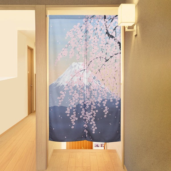 Hand-Sewn Noren N Fujizakura Japanese Pattern Privacy Curtain Japanese Style (85x150cm)
