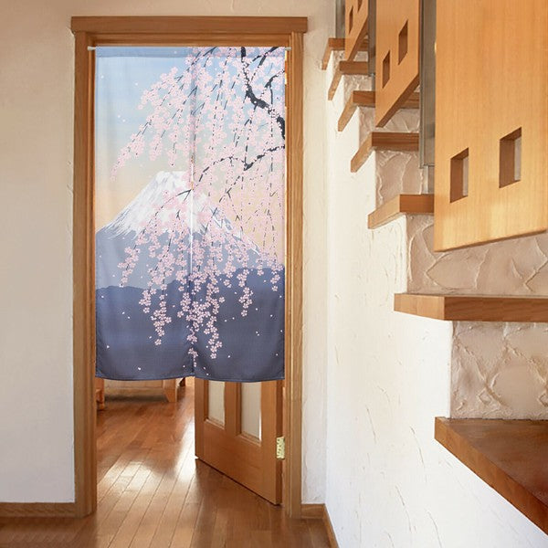 Hand-Sewn Noren N Fujizakura Japanese Pattern Privacy Curtain Japanese Style (85x150cm)