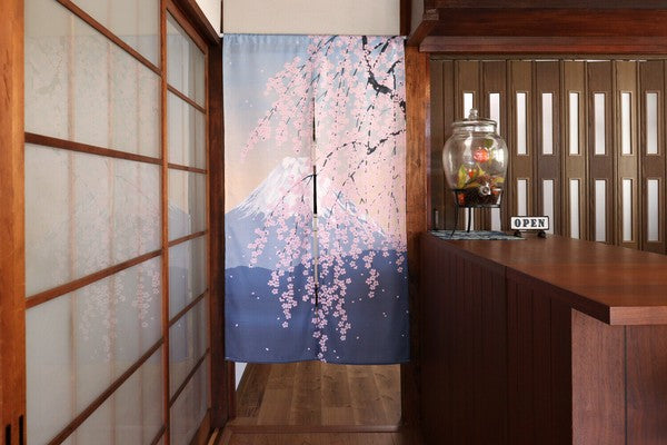 Hand-Sewn Noren N Fujizakura Japanese Pattern Privacy Curtain Japanese Style (85x150cm)