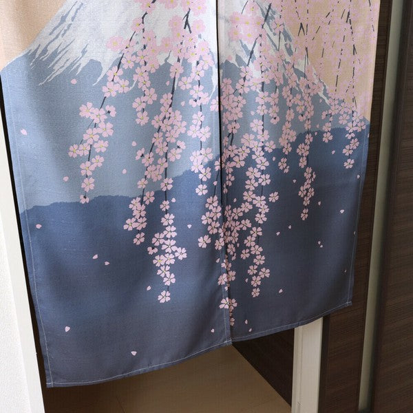 Hand-Sewn Noren N Fujizakura Japanese Pattern Privacy Curtain Japanese Style (85x150cm)