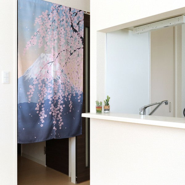 Hand-Sewn Noren N Fujizakura Japanese Pattern Privacy Curtain Japanese Style (85x150cm)