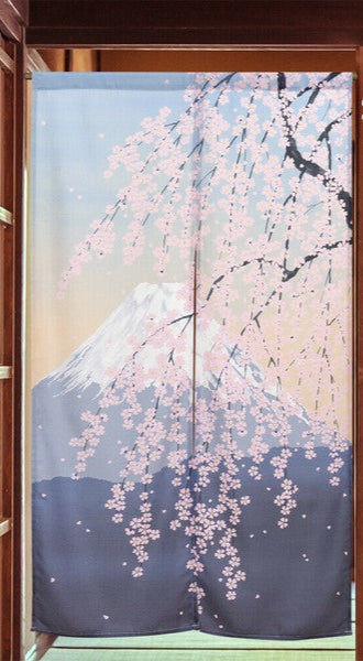 Hand-Sewn Noren N Fujizakura Japanese Pattern Privacy Curtain Japanese Style (85x150cm)
