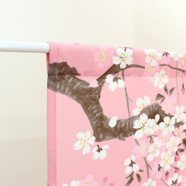 Hand-Sewing Noren N Weeping Cherry Blossom Japanese Pattern Privacy Curtain (85x150cm)