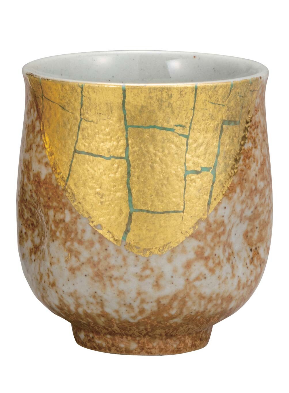 Kutani ware kumi-yunomi gold leaf colored