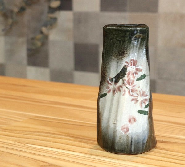 Mashiko Pottery Vase, Pentagonal Twist, Sakura