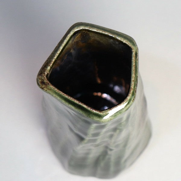 Mashiko Pottery Vase, Pentagonal Twist, Sakura