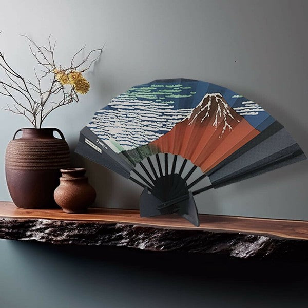 Red Fuji Decorative folding fan by Katsushika Hokusai