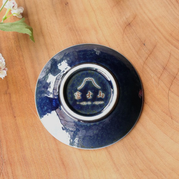 Blue FUJI Small Plate, Mino Ware Good Luck Souvenir