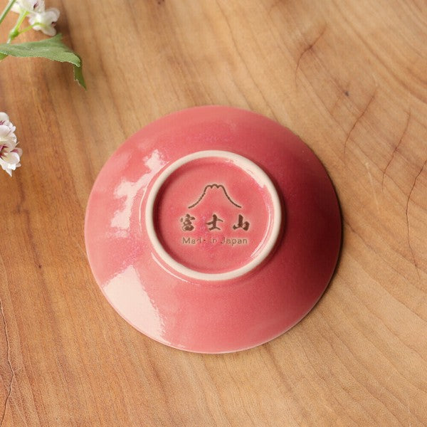 Red FUJI Small Plate, Mino Ware Good Luck Souvenir