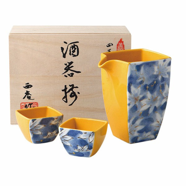 Shikisai Square Sakeware Set Dyed Maple Leaves
