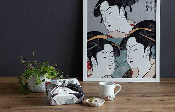 Furoshiki Ukiyo-e Kansei Three Beauties Kitagawa Utamaro Japanese Style 48x48cm