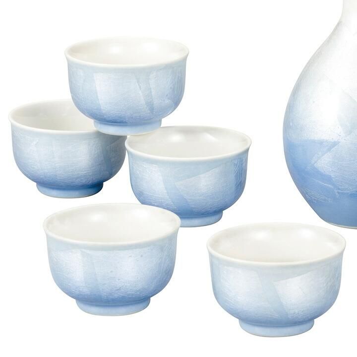 Sake set, silver glaze