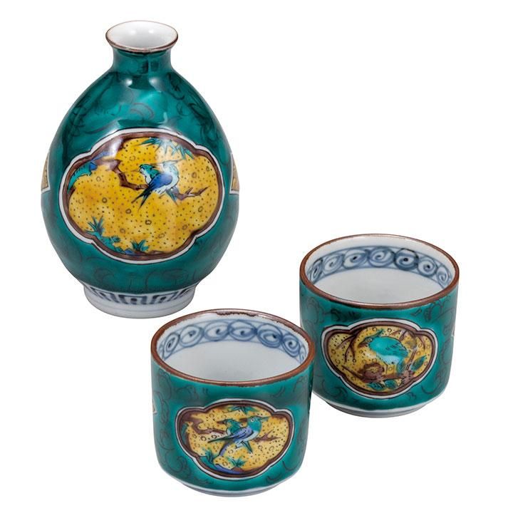Sakeware Blue-handled Kutani / Bunki Kiln