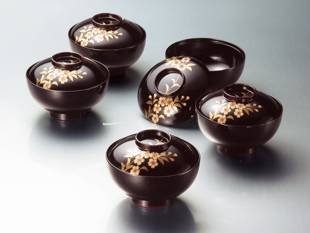 Maruyama set of soup bowls (Tame) (Urushi)