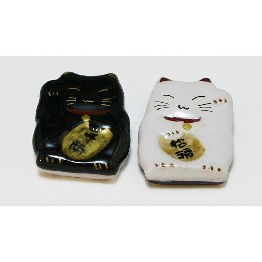 Kyoto Ware Kiyomizu Ware Lucky Maneki Neko Double-Sided Pair of Chopstick Rests
