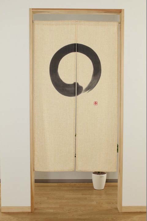 Standard Curtain Enso Good Luck Charm Japanese Style Linen Blend Beige (85x150cm)
