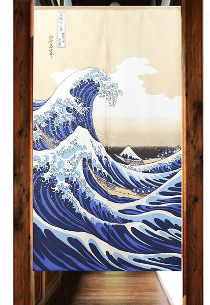 Katsushika Hokusai White Waves Lace Kanagawa Oki Namiura Japanese Style Curtain (85x150cm)