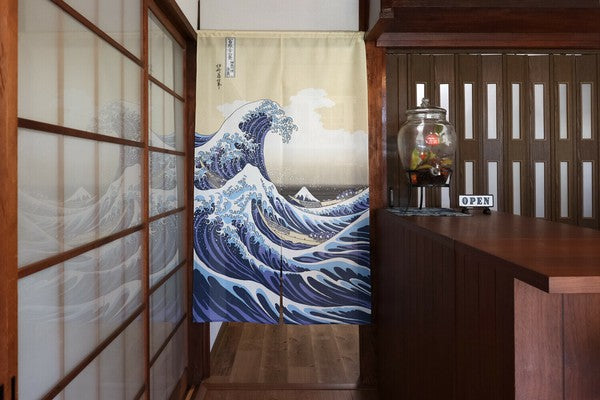 Katsushika Hokusai White Waves Lace Kanagawa Oki Namiura Japanese Style Curtain (85x150cm)