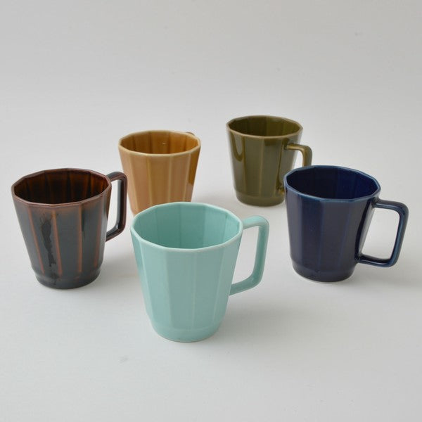 Hasami ware bevelled mug, dark green