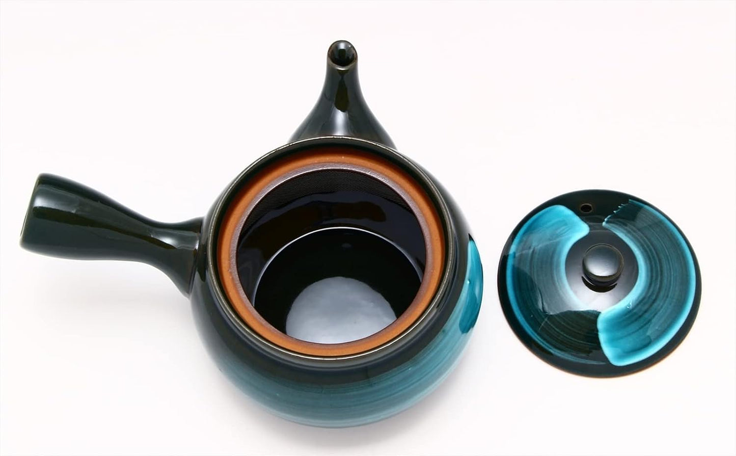 Teapot emerald green Mino ware