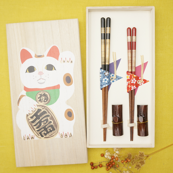 Manekineko (Sakurakusa couple, stump chopstick rest) x 3 sets