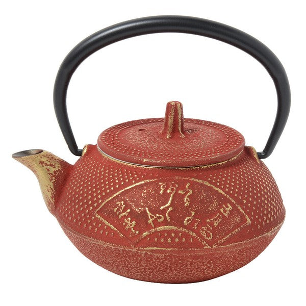 Nanbu Ironware Teapot Chusonji 0.3L Gold/Red