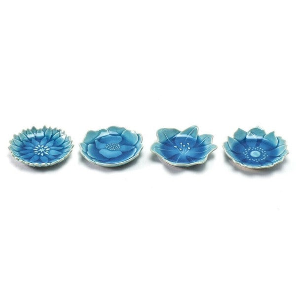 KATACHI Assorted Small Plates Set Asagi Seto Ware Flower-Shaped