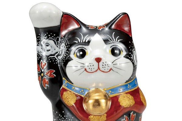 Kutani Ware 4.8-Size Maneki-Neko Beckoning Cat with Gold Fuji from Japan